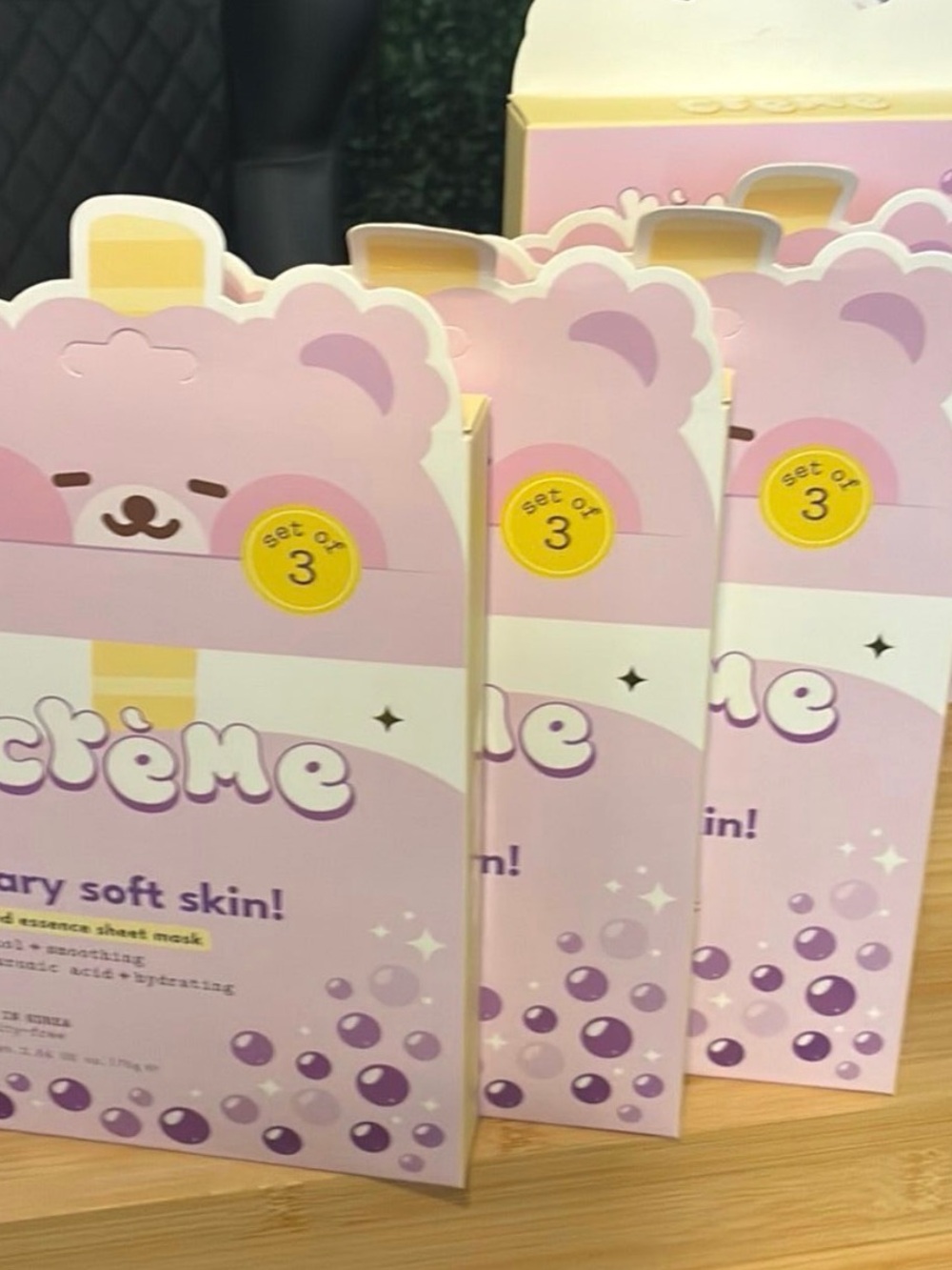 Crème Hydrating Sheet Mask Set for Women - Pink Soothing Pack (Set of 3 (9 mask)
